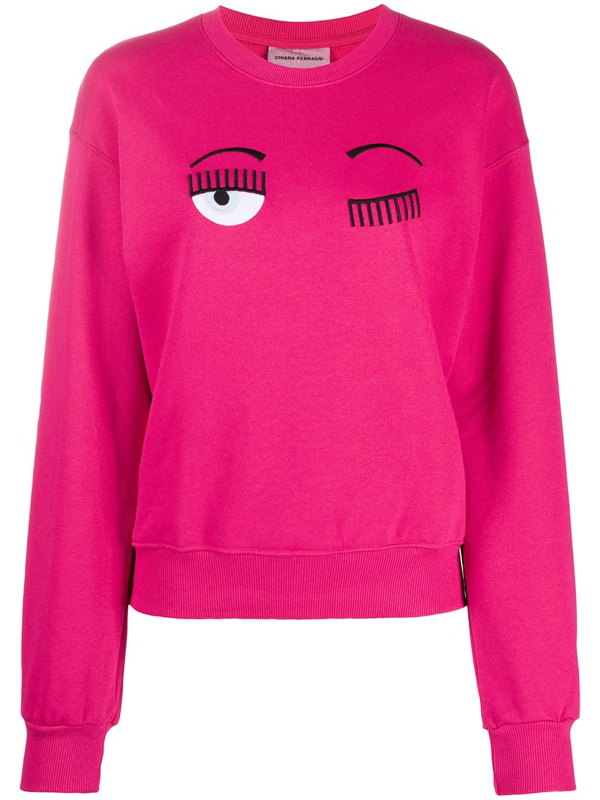 fluorescent pink sweatshirt