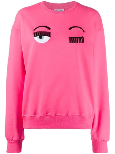 Chiara Ferragni Flirting Fluorescent Pink Cotton Sweatshirt In Fuchsia