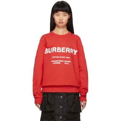 Burberry Harlow Horseferry Print Cotton Sweatshirt In Bright Red