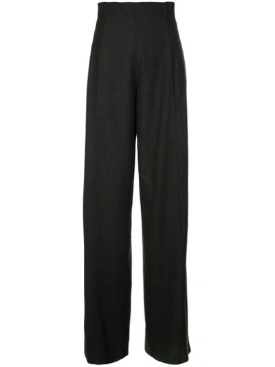 Oscar De La Renta High-waisted Wool-blend Wide-leg Pants In Black