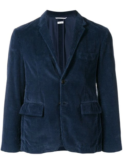 Thom Browne Navy Slim-fit Unstructured Garment-dyed Cotton-corduroy Suit Jacket In Blue