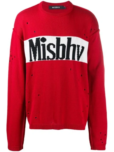 Misbhv Distressed Effect Logo Sweater In Red