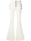 Andrea Bogosian Pocket Flared Trousers In White