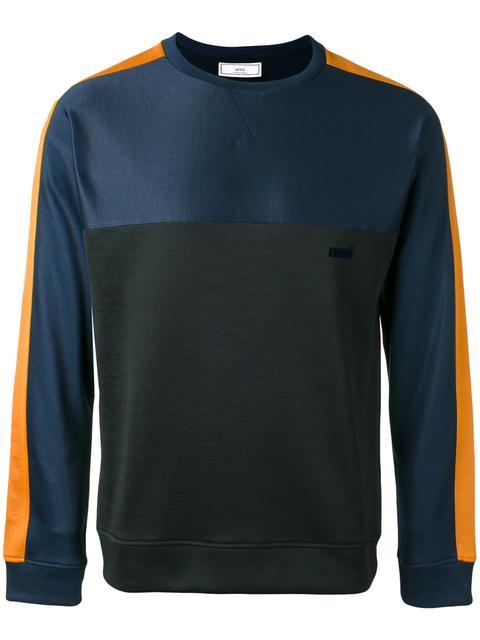 Ami Alexandre Mattiussi Crew Neck Sweatshirt In Navy/ Black/orange ...