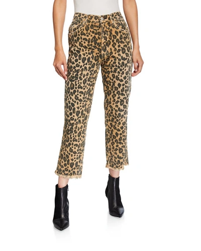 Amo Denim Loverboy Leopard-print Relaxed Cropped Straight Jeans