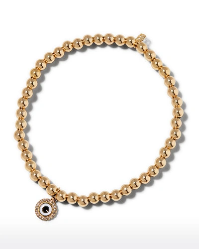 Sydney Evan 14k Yellow Gold Tiny Evil Eye Medallion Bracelet