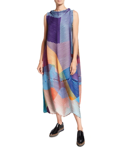 Issey Miyake Montage 1 Printed Dress In Multi Pattern
