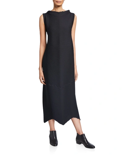 Issey Miyake Montage Solid Sleeveless Dress In Black