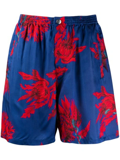 Roberto Cavalli Floral Print Shorts In Blue