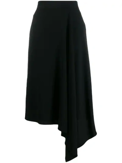 Alexander Mcqueen Asymmetric Knitted Midi Skirt In Black