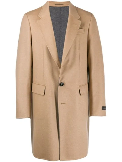 Ermenegildo Zegna Wool And Cashmere Single Breasted Coat In Neutrals