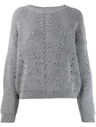 Alberta Ferretti Cable Knit Sweater In Grey