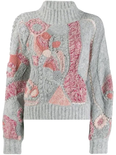 Alberta Ferretti Contrast Knit Sweater In 1426 Grey