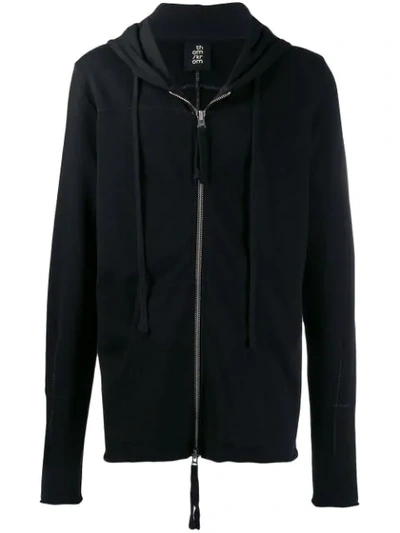 Thom Krom Zipped Drawstring Hoodie In Black