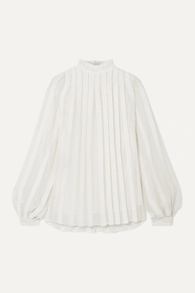Derek Lam Embroidered Cotton And Silk-blend Georgette Blouse In Ivory