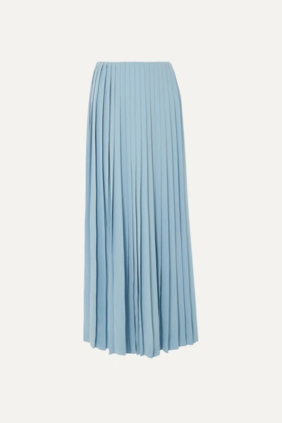 The Row Tulu Pleated Silk Crepe De Chine Maxi Skirt In Blue