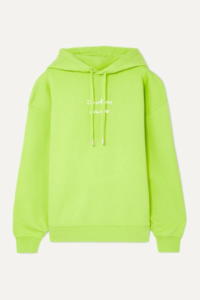Acne Studios Fyola Neon Printed Cotton-jersey Hoodie In Bright Green
