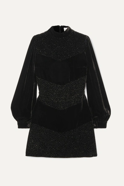 Raquel Diniz Chloe Crystal-embellished Velvet Mini Dress In Black