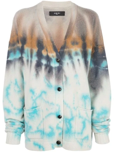 Amiri Oversized Tie-dyed Cashmere And Wool-blend Cardigan In Multicolor