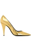 Saint Laurent Kiki Mirrored-leather Pumps In Gold