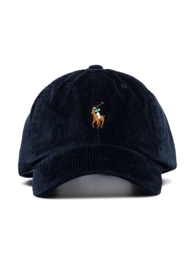 Polo Ralph Lauren Logo Corduroy Baseball Cap In Blue