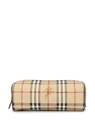 Pre-owned Burberry 2000s Check Pattern Bag In Brown
