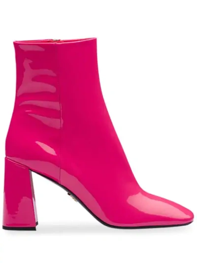 Prada Square-toe Boots In Pink