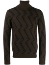 Fendi Ff Turtleneck Sweater In Brown