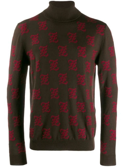 Fendi Karligraphy Ff Monogram Sweater In Brown