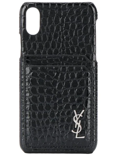 Saint Laurent Crocodile-embossed Phone Case, Iphone Xs In Black