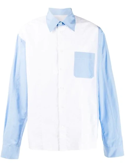 Marni Two-tone Cotton-poplin Shirt In White