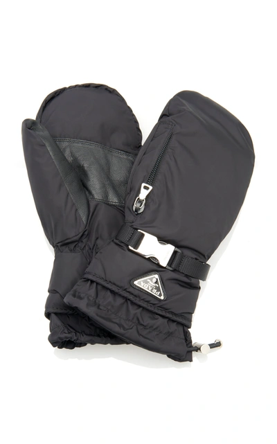 Prada Shell Down Gloves In Black