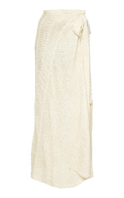 Akoia Swim Cecile Crocheted Cotton Maxi Skirt In White