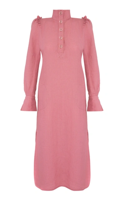 Anna Mason Agnes Cotton Midi Shirt Dress In Pink