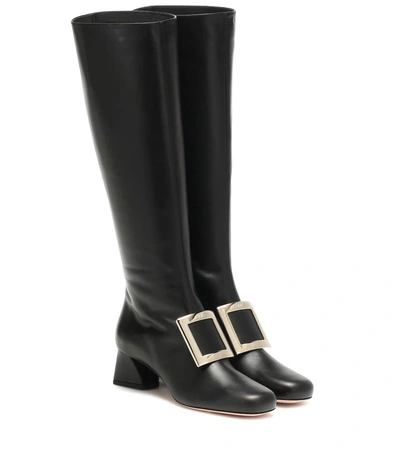 Roger Vivier Très Vivier Knee-high Leather Boots In Black