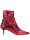 Paula Cademartori High Heels Ankle Boots In Red Leather