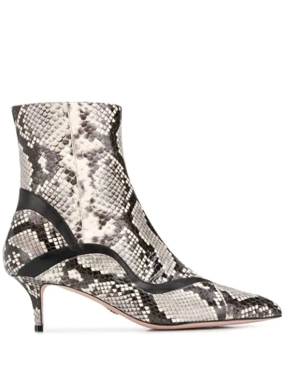 Paula Cademartori High Heels Ankle Boots In Grey Leather In Multicolor