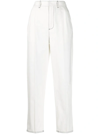 Alexander Mcqueen Contrast Stitch Straight Leg Denim Pants In White