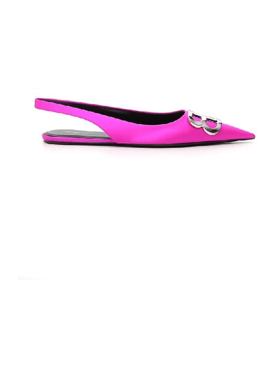 Balenciaga Slingback Logo Ballerinas In Pink