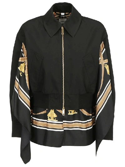 Burberry Scarf Detail Zipped Jacket In Multi
