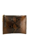 Marni Snake-effect Clutch Bag In Brown