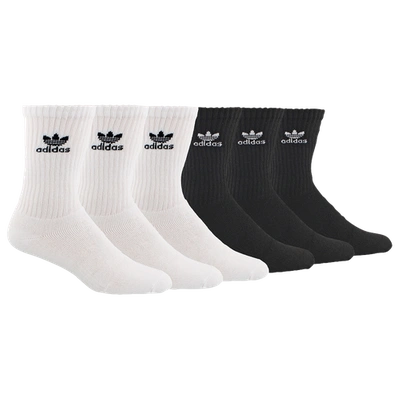 Adidas Originals Trefoil 6-pack Cushioned Crew Socks In Black/white