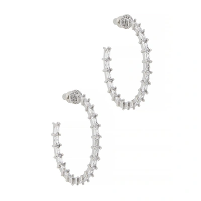 Fallon Infinity Silver-tone Hoop Earrings In Crystal