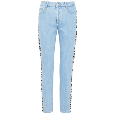 Stella Mccartney Blue Logo-jacquard Slim-leg Jeans In Denim