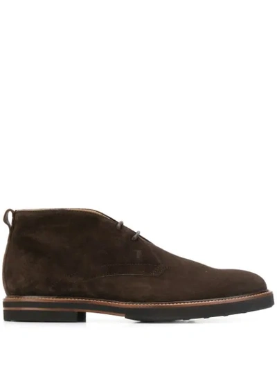 Tod's Lace Up Shoes Polacco Suede In Brown
