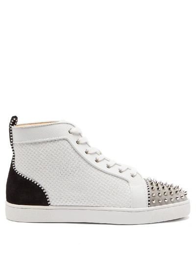 Christian Louboutin Lou Spike-embellished High-top Trainers In White