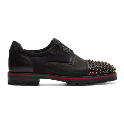 Christian Louboutin Luis Spike-embellished Neoprene Derby Shoes In Bk01 Black