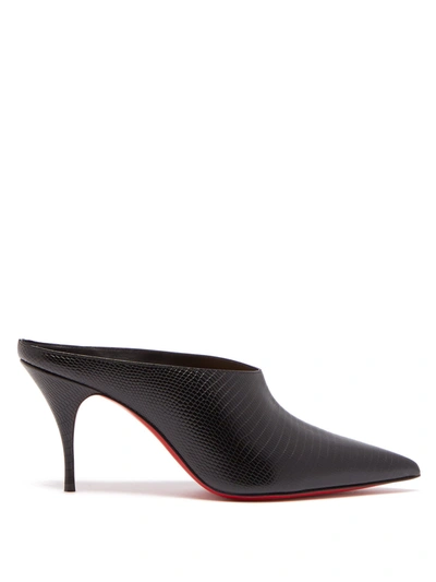 Christian Louboutin Quart 80 Lizard-effect Leather Mules In Black