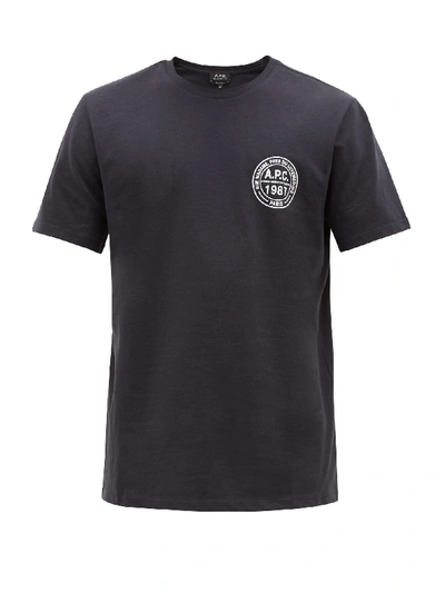 Apc Logo-print Cotton T-shirt In Iak Dark Navy