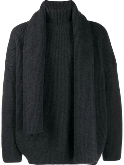 Jacquemus Scarf-panelled Wool-blend Sweater In Dark Green